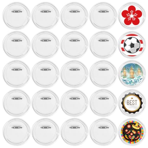 OTYMIOW 25pcs 3.15" Button Badges with Pin, Clear Acrylic Design - Perfect for Craft Supplies, DIY Badges, School Projects - Image 1