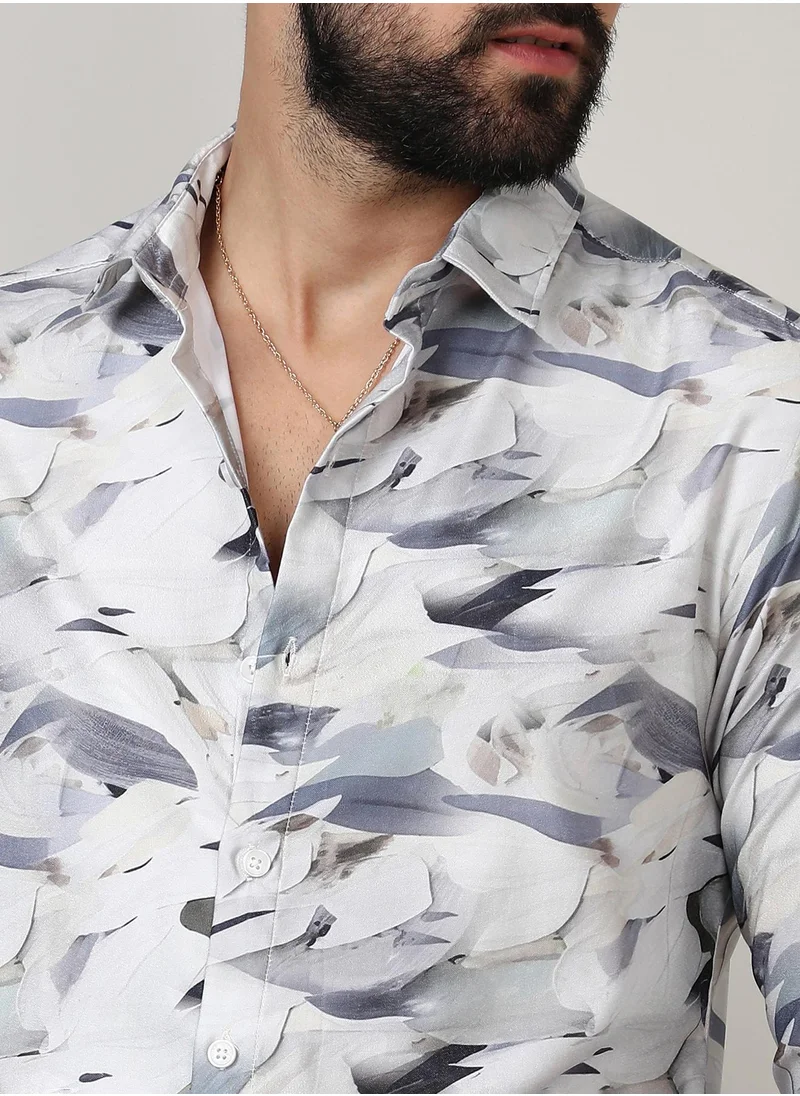 Campus Sutra Men's Charcoal Grey Abstract Fade Shirt