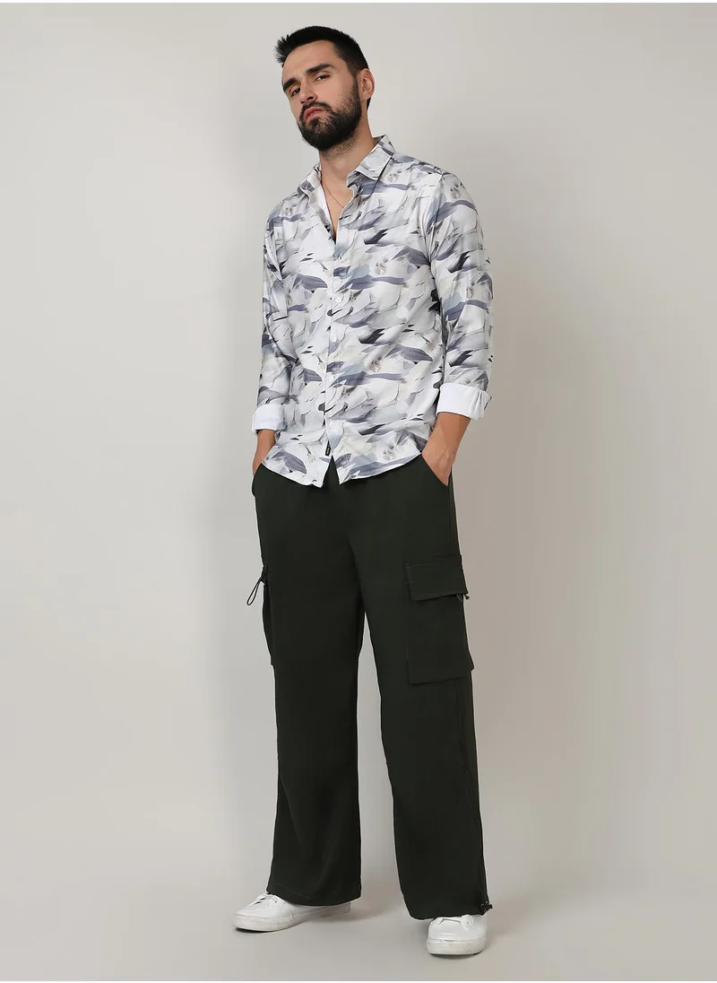 Campus Sutra Men's Charcoal Grey Abstract Fade Shirt