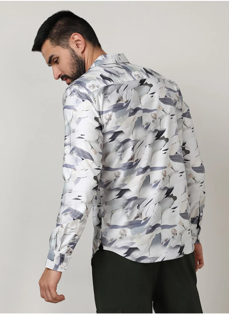 Campus Sutra Men's Charcoal Grey Abstract Fade Shirt