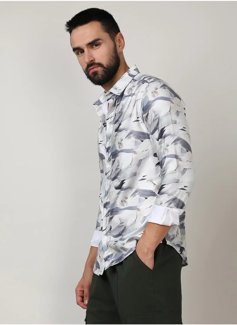 Campus Sutra Men's Charcoal Grey Abstract Fade Shirt