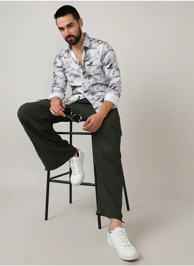 Campus Sutra Men's Charcoal Grey Abstract Fade Shirt