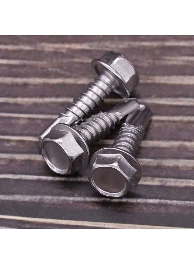 EASTLO #12 (1/4" to 3" Available) Hex Washer Head Self Drilling Screws, Self Tapping Sheet Metal Tek Screws, 410 Stainless Steel, Fastener #12x3/4" (50 pcs) - Image 2
