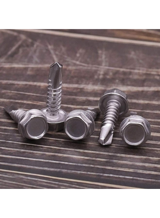 EASTLO #12 (1/4" to 3" Available) Hex Washer Head Self Drilling Screws, Self Tapping Sheet Metal Tek Screws, 410 Stainless Steel, Fastener #12x3/4" (50 pcs) - Image 3