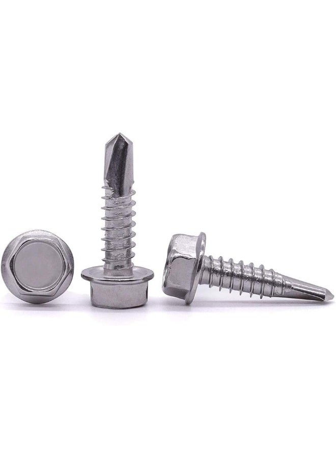 EASTLO #12 (1/4" to 3" Available) Hex Washer Head Self Drilling Screws, Self Tapping Sheet Metal Tek Screws, 410 Stainless Steel, Fastener #12x3/4" (50 pcs) - Image 5