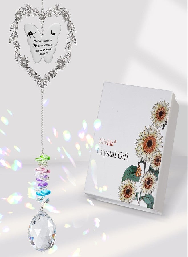 Elivida Friendship Gift Suncatcher, Best Friend Crystal Hanging Ornament for Window, Friend Birthday Gifts Unique Rainbow Maker, You Bring The Sunshine Farewell Graduation Gift for Bestie - Image 1