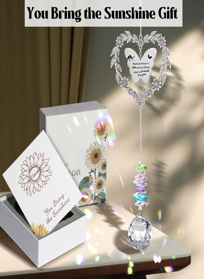 Elivida Friendship Gift Suncatcher, Best Friend Crystal Hanging Ornament for Window, Friend Birthday Gifts Unique Rainbow Maker, You Bring The Sunshine Farewell Graduation Gift for Bestie - Image 5
