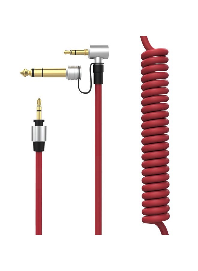 Learsoon Replacement Audio Aux Auxiliary Extension Cord Cable Wire Compatible for Beats by Dr Dre Solo Studio Pro/Detox Edition Headphones (Red) - Image 1