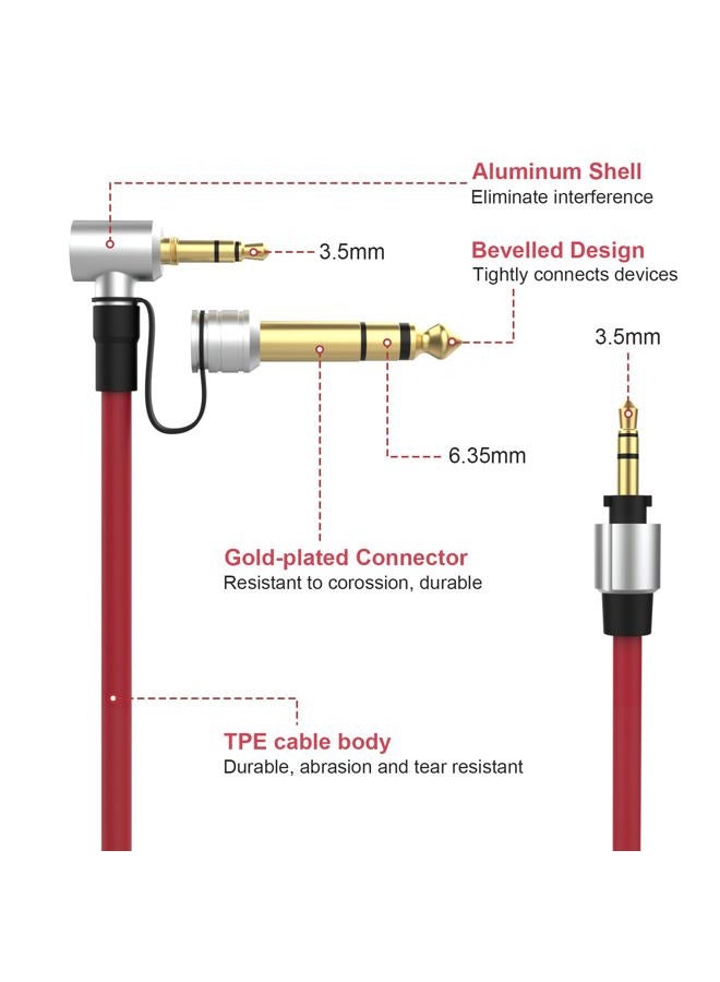 Learsoon Replacement Audio Aux Auxiliary Extension Cord Cable Wire Compatible for Beats by Dr Dre Solo Studio Pro/Detox Edition Headphones (Red) - Image 3