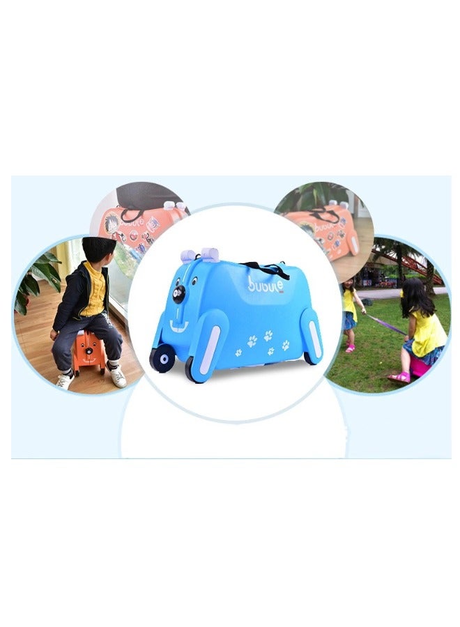 BLOOMING TIME Children's Suitcases, Dog-Shaped Suitcases, Can Be Towed With Single Shoulder Straps And Wheels, Blue  - Image 5