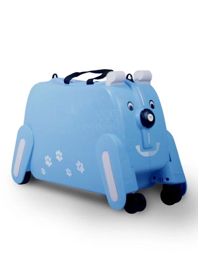 BLOOMING TIME Children's Suitcases, Dog-Shaped Suitcases, Can Be Towed With Single Shoulder Straps And Wheels, Blue  - Image 1