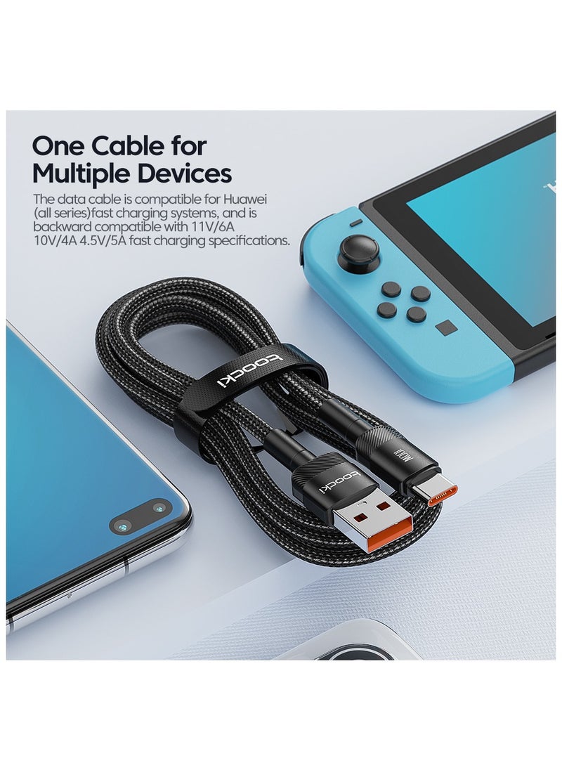 كابل شحن سريع USB A إلى C، كابل شحن USB C بقوة 100 وات/6 أمبير، كابل USB من النوع C، كابل شحن سريع مجدول من النايلون بسرعة 480 ميجابت في الثانية لهواتف iPhone وsamsung  - Image 3