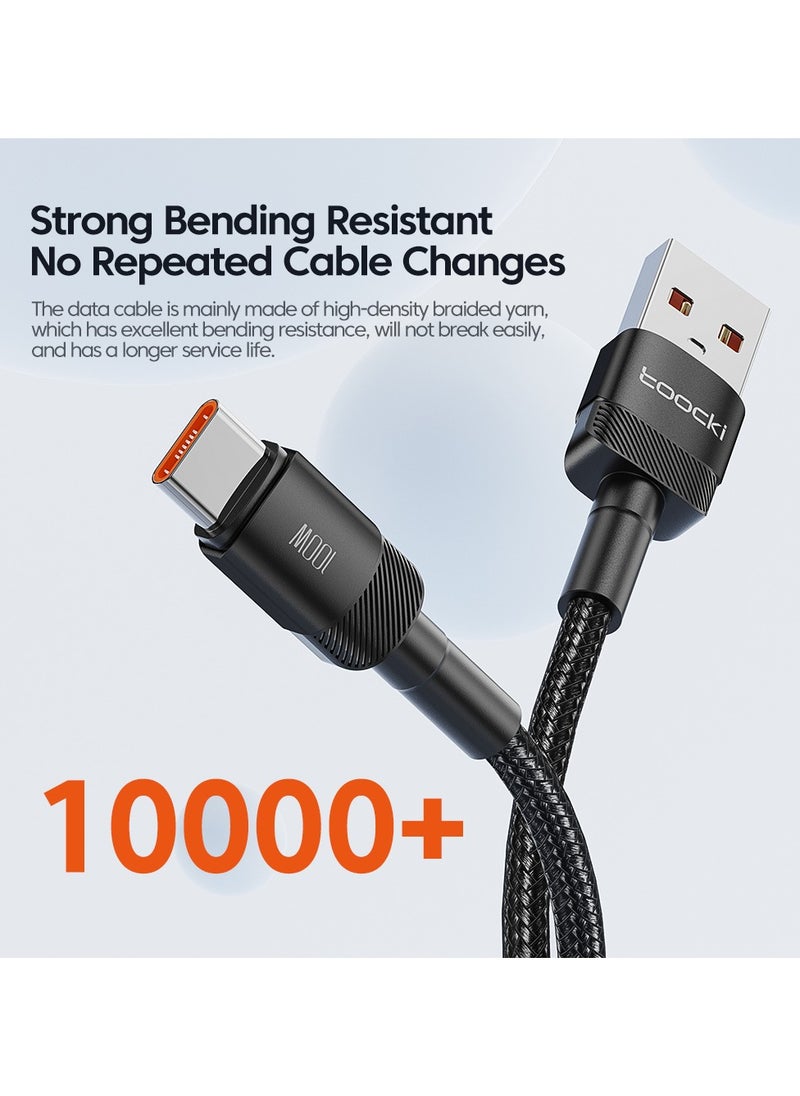 كابل شحن سريع USB A إلى C، كابل شحن USB C بقوة 100 وات/6 أمبير، كابل USB من النوع C، كابل شحن سريع مجدول من النايلون بسرعة 480 ميجابت في الثانية لهواتف iPhone وsamsung  - Image 5