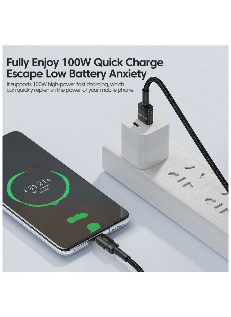 كابل شحن سريع USB A إلى C، كابل شحن USB C بقوة 100 وات/6 أمبير، كابل USB من النوع C، كابل شحن سريع مجدول من النايلون بسرعة 480 ميجابت في الثانية لهواتف iPhone وsamsung  - Image 2