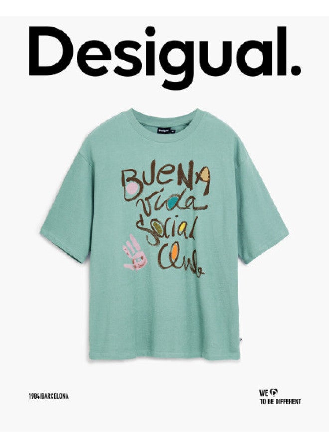 DESIGUAL men's Round Neck Short-sleeve T-shirt With Multi-color Graffiti Print, Spring-summer 2025 Collection - Image 1