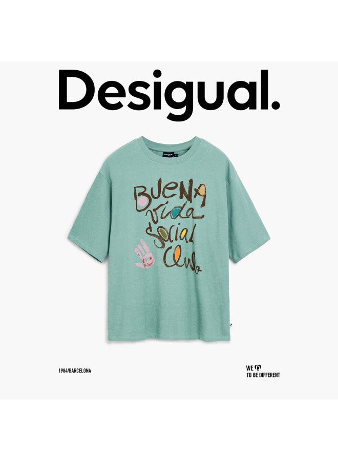 DESIGUAL men's Round Neck Short-sleeve T-shirt With Multi-color Graffiti Print, Spring-summer 2025 Collection - Image 2