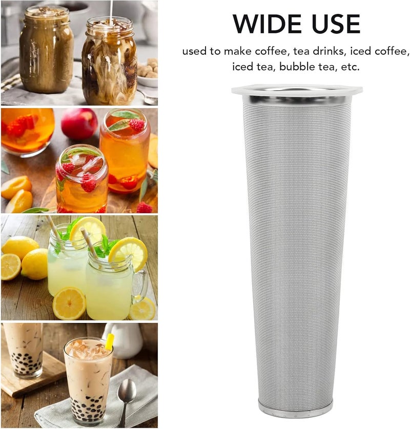 304 Stainless Steel Cold Brew Coffee Filter Cone Mesh with White Rubber Seal, Reusable Coffee Brew Infuser for Iced Coffee Tea and Fruit Infusions (8 * 21cm) - Image 3