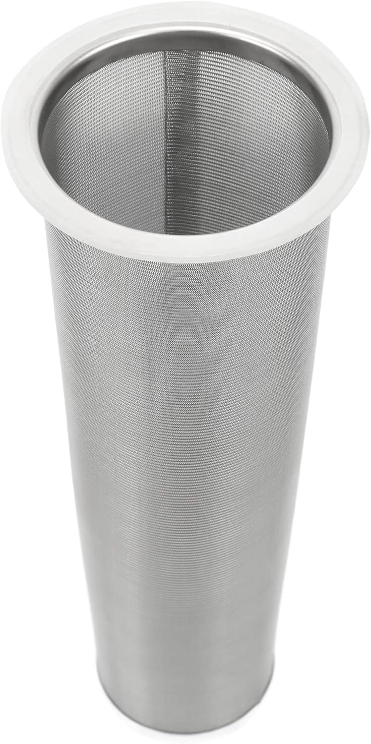 304 Stainless Steel Cold Brew Coffee Filter Cone Mesh with White Rubber Seal, Reusable Coffee Brew Infuser for Iced Coffee Tea and Fruit Infusions (8 * 21cm) - Image 1