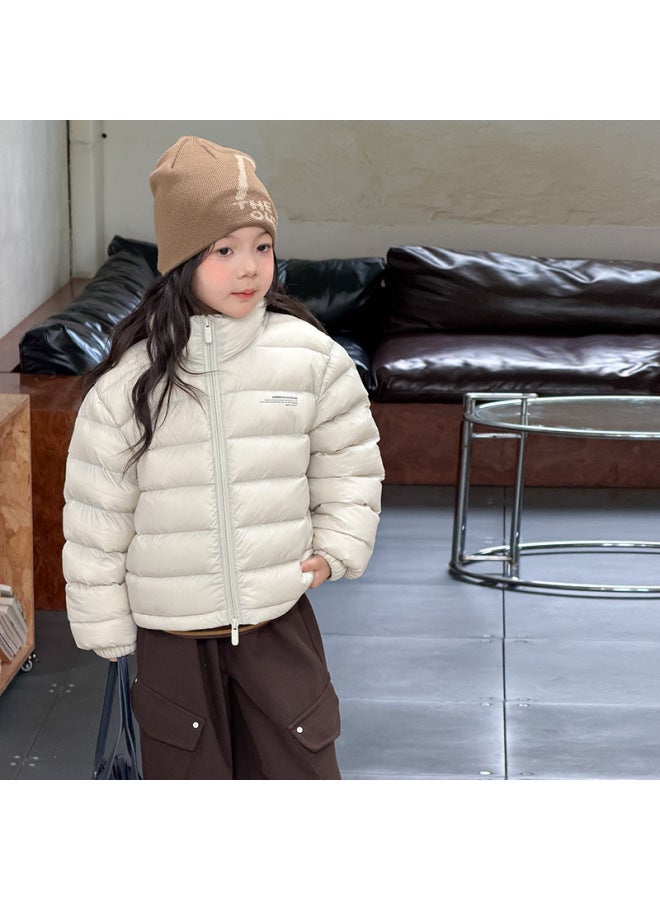 New National Standard Duck Down Traceable~unisex Parent-child Style Basic Thick Warm Letter Stand Collar Down Jacket