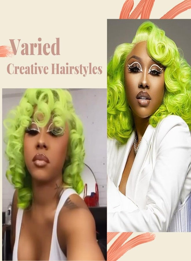 CLIONE Green Curly Wigs for Women Short Curly Wig with Bangs Afro Curly Synthetic Wig Short Fluffy Bouncy Curly Wigs Cosplay Party Costume Wigs - Image 4