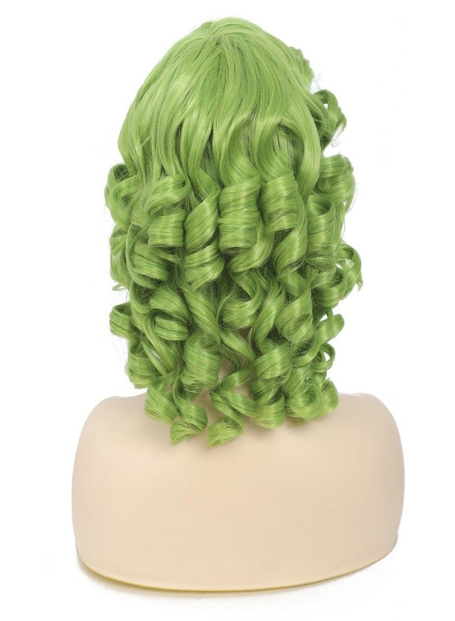 CLIONE Green Curly Wigs for Women Short Curly Wig with Bangs Afro Curly Synthetic Wig Short Fluffy Bouncy Curly Wigs Cosplay Party Costume Wigs - Image 5