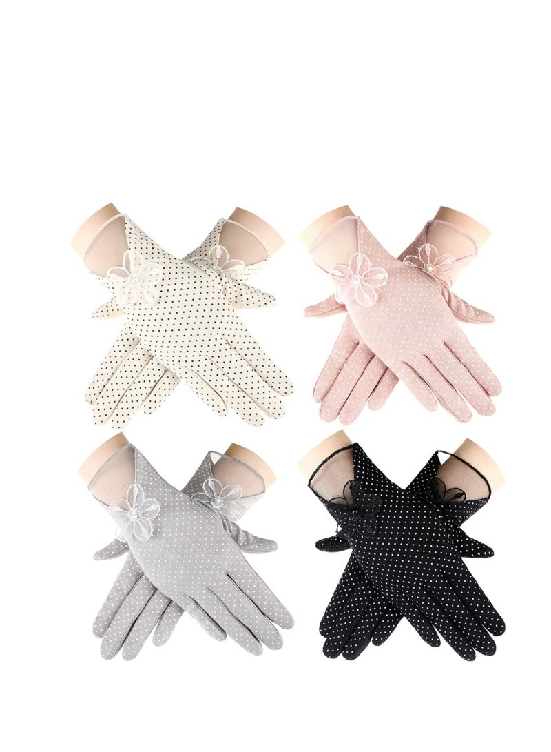 SYOSI Sun Protective Gloves for Women Summer UV Protection Sunblock Gloves Lace Gloves Elegant Short Gloves Party Gloves Touchscreen Gloves for Women Girls 4 Pairs  - Image 1