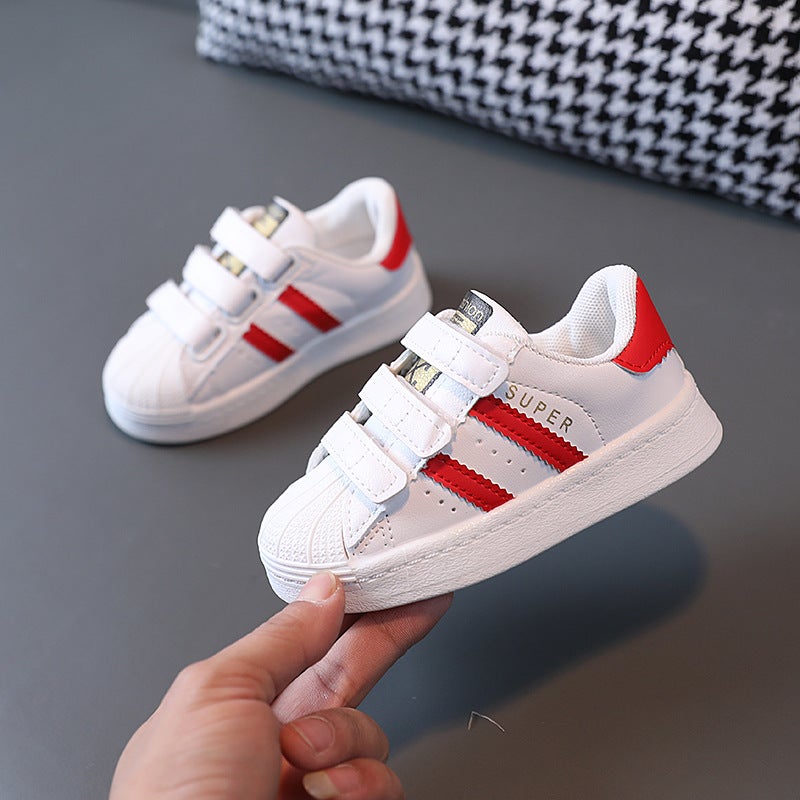 Kids Shell Toe Sneakers Casual White Baby Trainers Red 