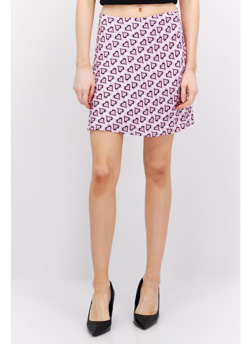 Cotton On Women Allover Print Satin Mini Skirt, Lavender Combo  - Image 1