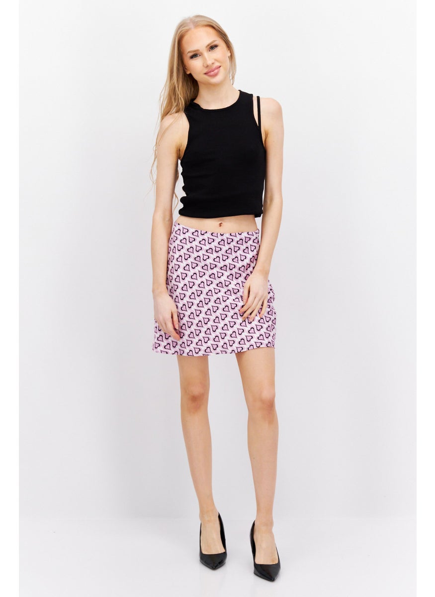 Cotton On Women Allover Print Satin Mini Skirt, Lavender Combo  - Image 4