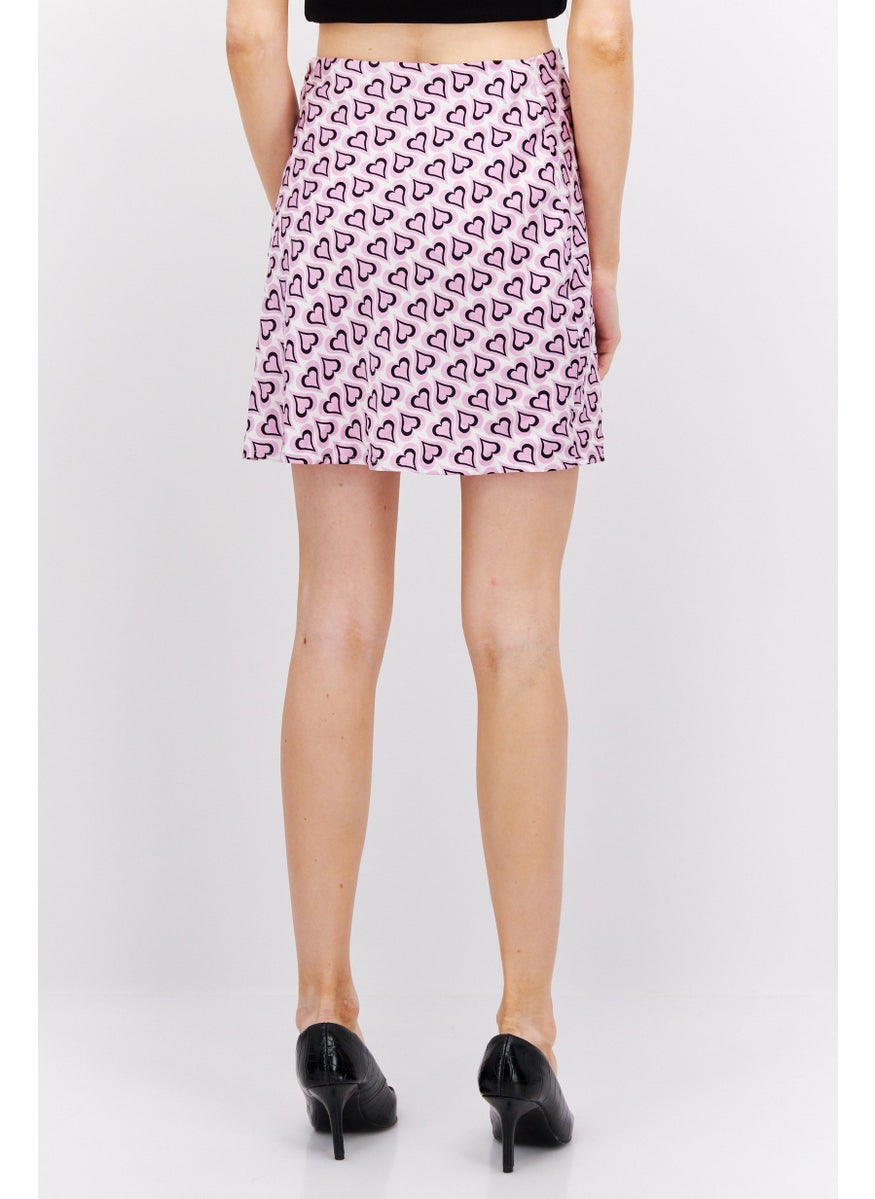 Cotton On Women Allover Print Satin Mini Skirt, Lavender Combo  - Image 3