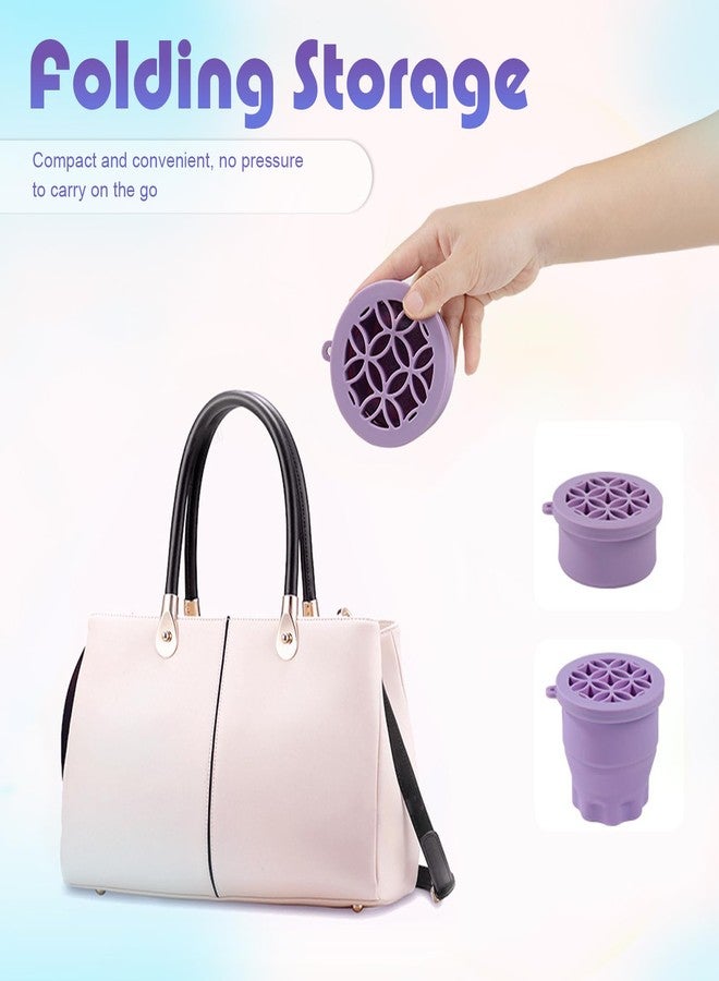 2-in-1 Silicone Makeup Brush Cleaner Mat with Foldable Drying Holder, Portable Brush Cleaning Tool for Makeup Brushes, Sponge and Powder Puff, Travel Cosmetic Organizer - Image 5