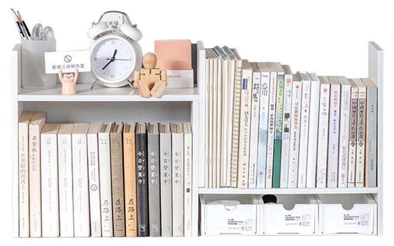 MaBaby Adjustable Small Desktop Bookshelf, Expandable Desktop Storage Organizer, Desktop Organizer Office Storage Rack, Display Shelf Rack, Office Supplies Desk Organiz - Image 1