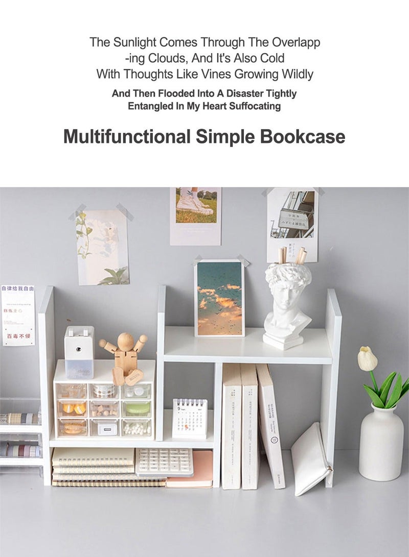 MaBaby Adjustable Small Desktop Bookshelf, Expandable Desktop Storage Organizer, Desktop Organizer Office Storage Rack, Display Shelf Rack, Office Supplies Desk Organiz - Image 3