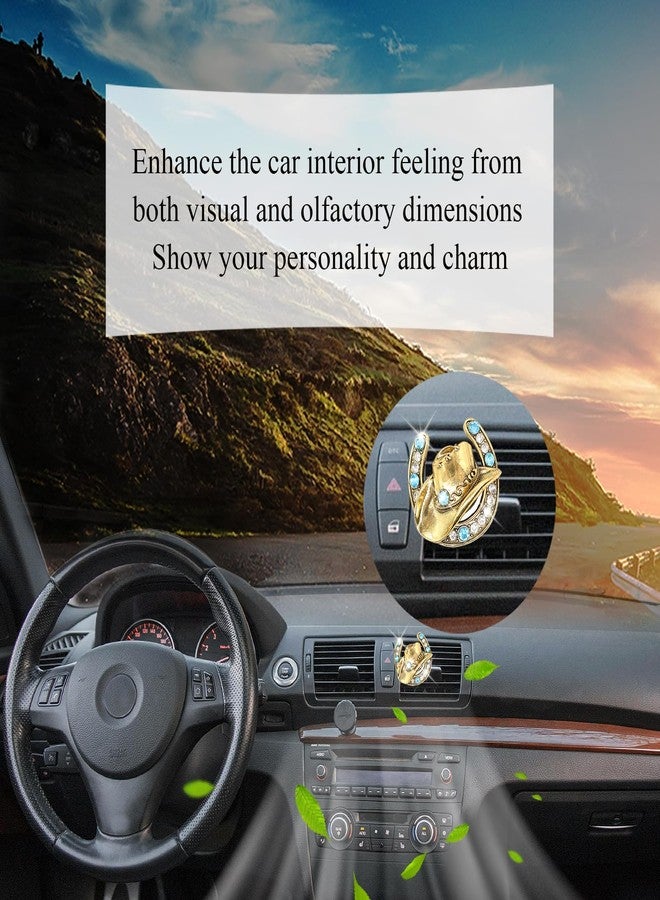 ORIESSE Cowboy Vent Clip Car Accessories,1pc Gorgeous Bling Car Air Freshener Clips,Alloy Horseshoe and Cowboy Hat Design Car Clips,Women Men Auto Trucks Car Charm - Image 2