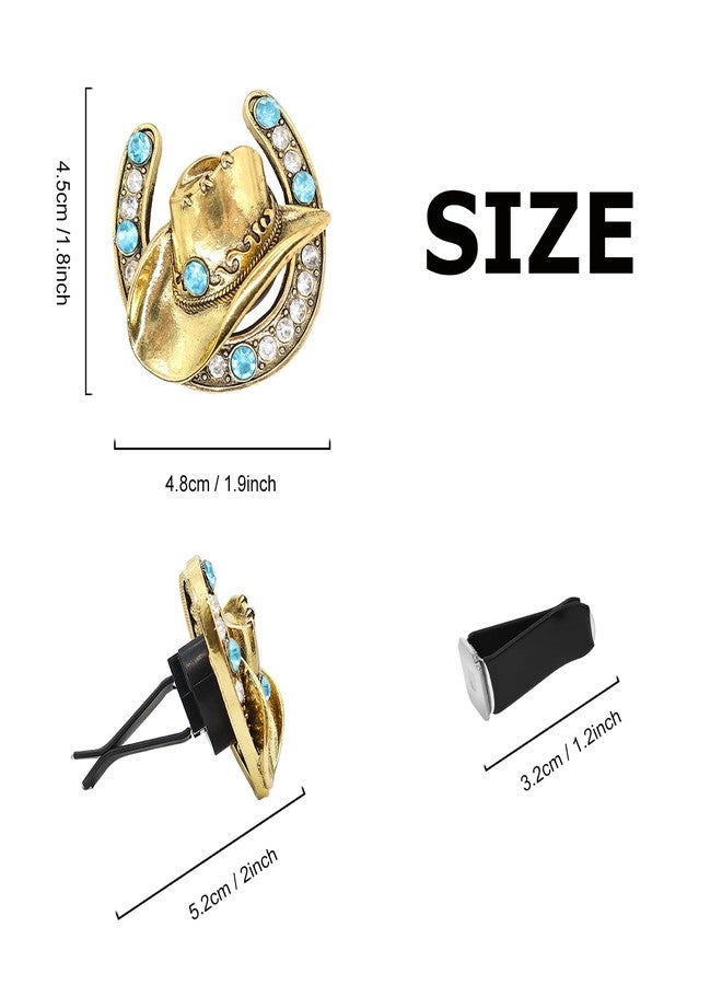 ORIESSE Cowboy Vent Clip Car Accessories,1pc Gorgeous Bling Car Air Freshener Clips,Alloy Horseshoe and Cowboy Hat Design Car Clips,Women Men Auto Trucks Car Charm - Image 3