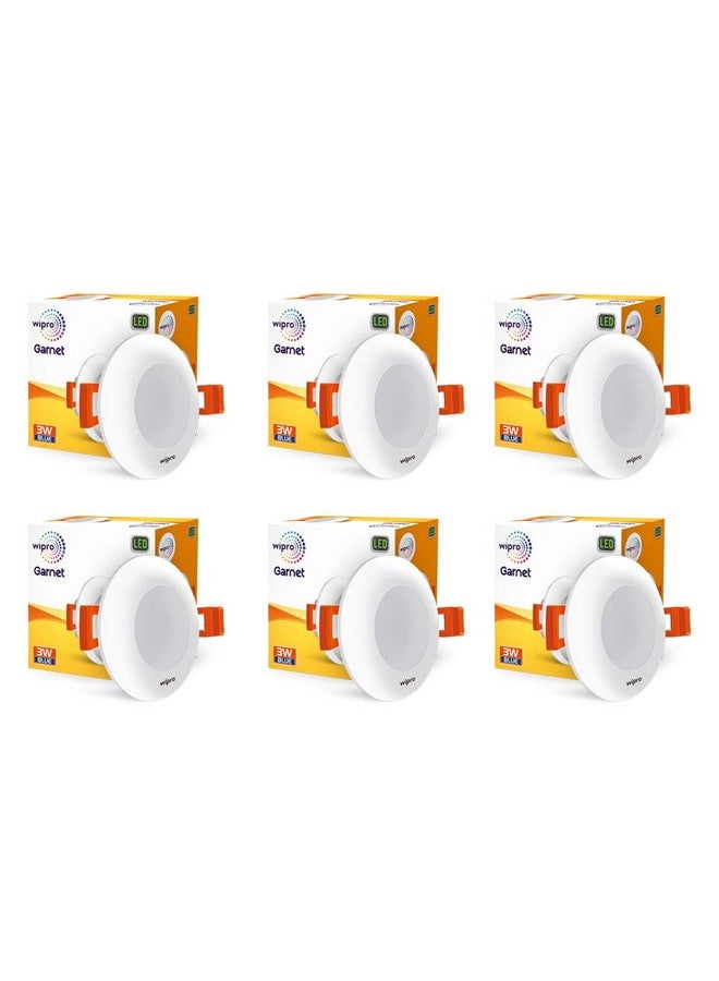 Wipro Garnet 3W Led Mini Downlight for Home & Cabinet| Blue|Compact Design with 120° Beam Angle|Recessed Down Light for False Ceiling|Cutout-2.3 Inch|Pack of 6 - Image 1