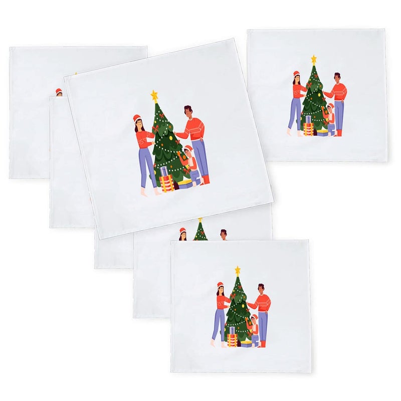 Khakee 6 Pcs Christmas Theme Silk Table Napkins 10x 10 for Xmas Decoration Christmas OrnamentsChristmas Giftxmas21596 - Image 1
