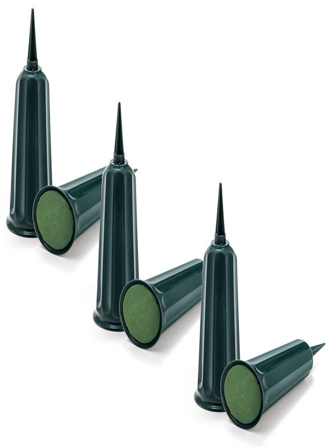 Goaste 6 Pack Cemetery Vases with Foam Inserts, Memorial Floral Vases with Spikes, Grave Flower Holder Cones for Outdoor Use, Lawn Headstone Graveside Decoration, Fresh or Artificial Flowers, Green - Image 3