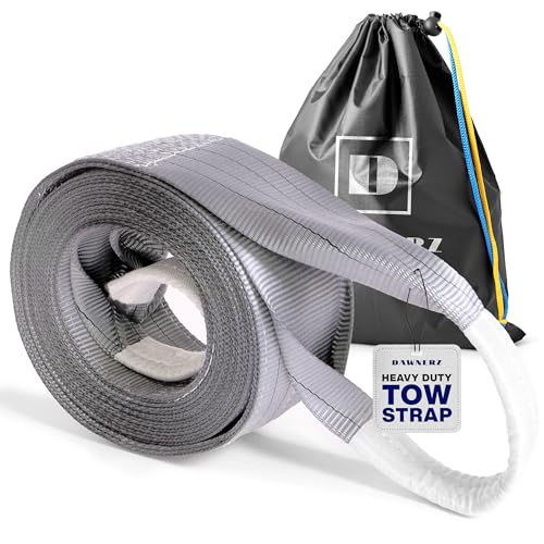 Dawnerz Heavy Duty Tow Strap 70000 lbs Minimum Break Strength 30ft - Recovery Tow Rope for Truck Van RV 35 US Tons 7.5 m - Image 1