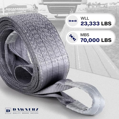 Dawnerz Heavy Duty Tow Strap 70000 lbs Minimum Break Strength 30ft - Recovery Tow Rope for Truck Van RV 35 US Tons 7.5 m - Image 2