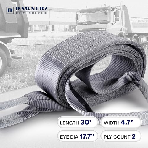 Dawnerz Heavy Duty Tow Strap 70000 lbs Minimum Break Strength 30ft - Recovery Tow Rope for Truck Van RV 35 US Tons 7.5 m - Image 3
