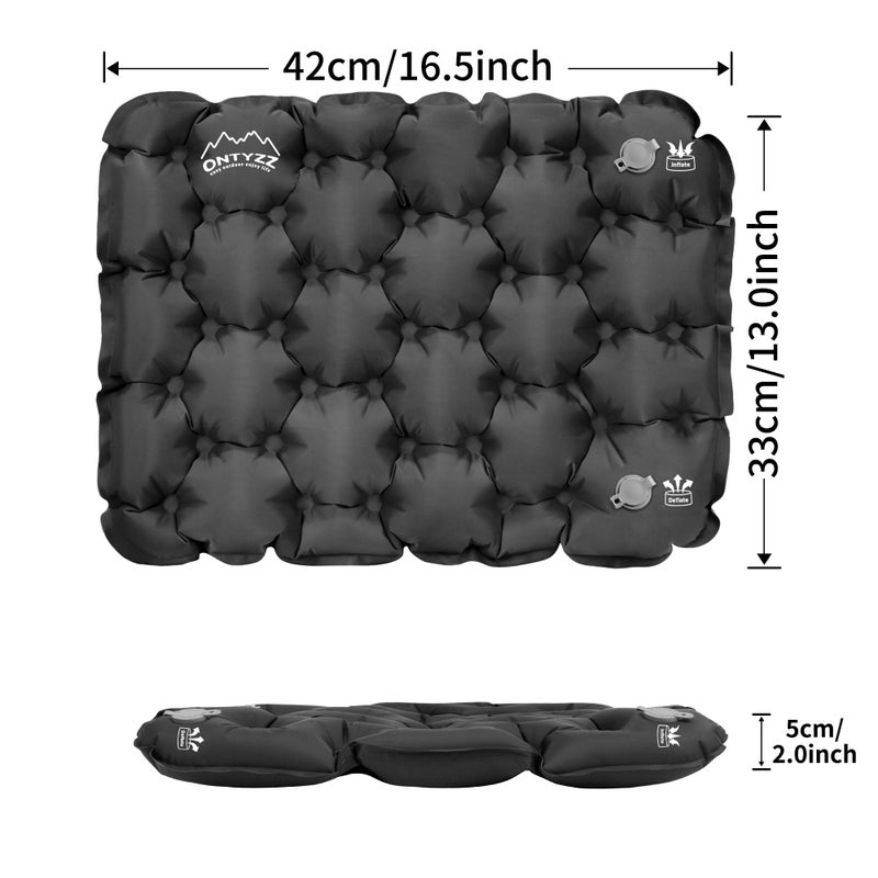 ONTYZZ 2 Pack Black Inflatable Air Seat Cushion Lightweight Inflatable Stadium Travel Cushion for Airplane Climbing Hiking Office - Image 3