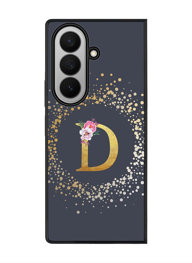 Stylizedd For Samsung Galaxy Z Fold7 Case,Slim fit Camera Protection, Shockproof Thin Phone cover  - Custom Monogram Floral - D  (Grey )