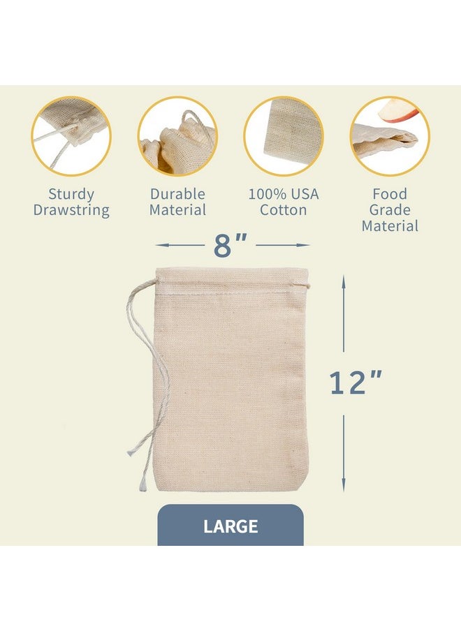 Celestial Gifts Muslin Bags With Drawstring 10Pcs 8X12 Large Drawstring Bags Bulk Drawstring Gift Bags For Party Favor And Diy Craft 100% Cotton Made In Usa (Natural Hem & Drawstring)  - Image 4
