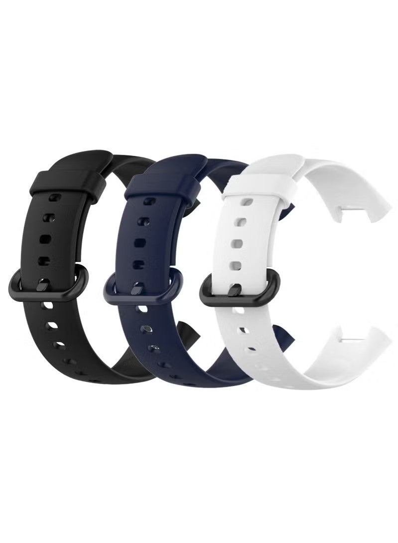 3 Pcs Silicone Straps Compatible with Redmi Watch 2 Lite Watch band(Black+Blue+White) - Image 1