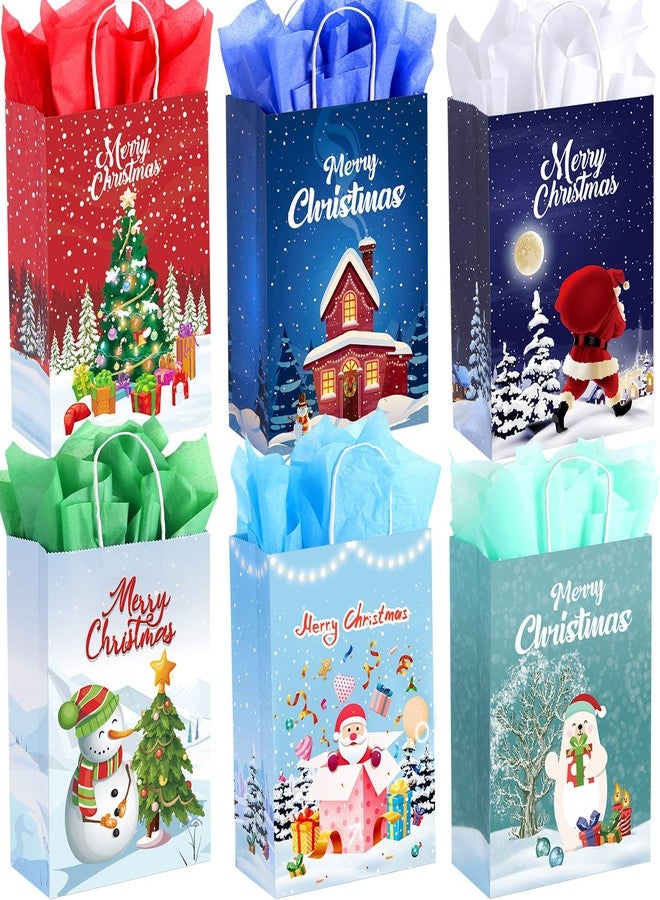 BLEWINDZ 24Pcs Christmas Gift Bags with Tissues, Small Christmas Bags for Gift with Handle, Xmas Treat Paper Bag for Kids Adults Party Supplies - Image 1