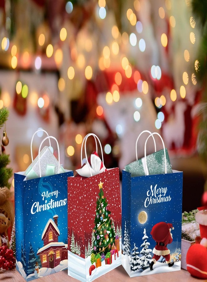 BLEWINDZ 24Pcs Christmas Gift Bags with Tissues, Small Christmas Bags for Gift with Handle, Xmas Treat Paper Bag for Kids Adults Party Supplies - Image 3