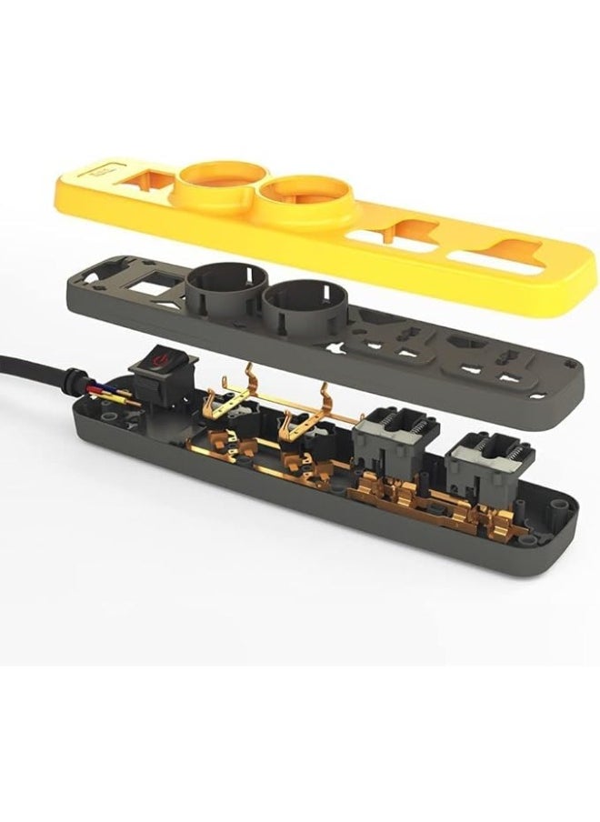 iLOCK power strip with 4 outlets (2 input outlets for electricity 3680 watts + 2 input outlets for electricity 2860 watts), which makes it suitable for use with all types of plugs and with all devices - yellow  - Image 3