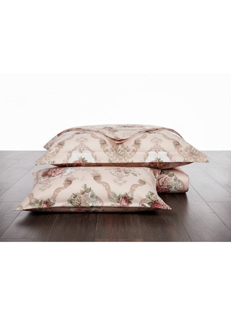 3-Piece 150 GSM Microfiber King Size Bed Sheet Set - Vintage Rose Damask Floral Print, Includes 1 Flat Sheet (270x250 CM) & 2 Pillowcases (50x75 CM) - Image 4