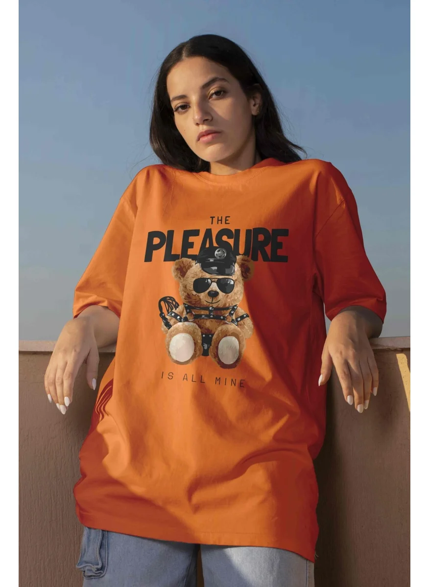 دوغ فش Printed Orange Oversize Unisex Tshirt